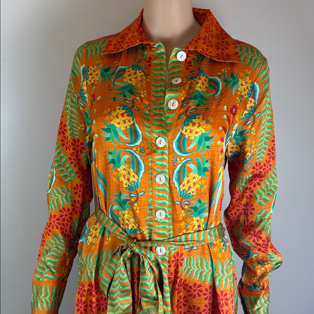 Farm Rio Belted Shirt Dress Tropic of the Macaws NWT - Picture 5 of 8